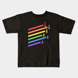 Rainbow Chess Pieces Boardgames Nerd Kids T-Shirt